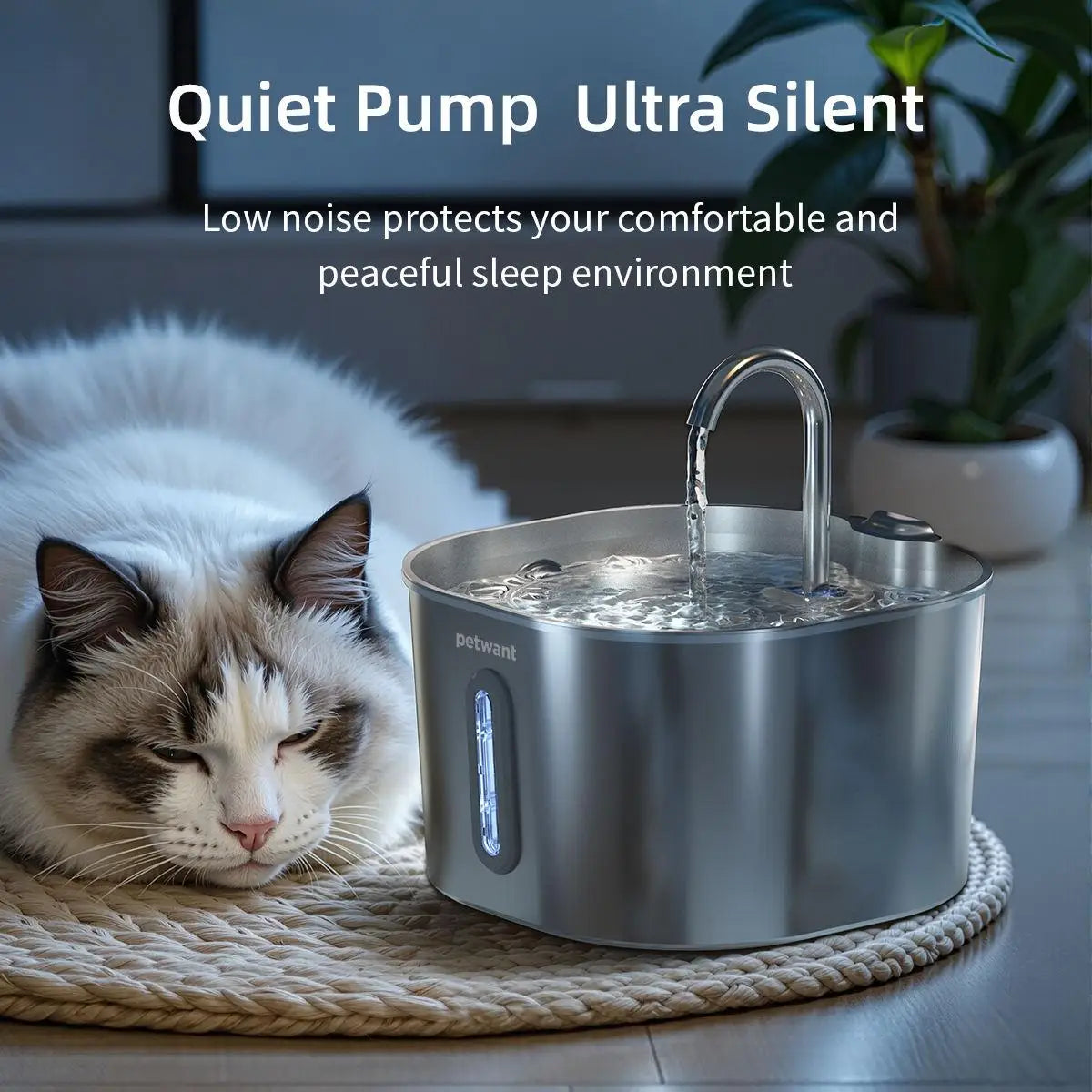 Automatic Cat Water Fountain Stainless Steel Pet Drinking Dispenser Silent