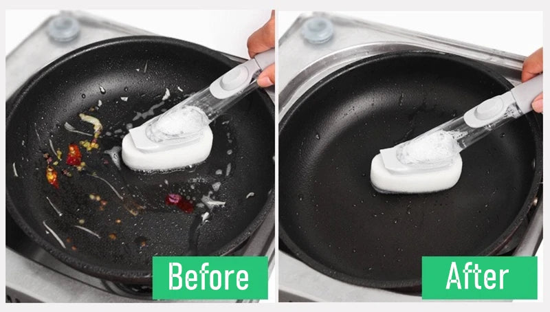 Refillable Liquid Cleaning Brush Kitchen Bowl Scrubber