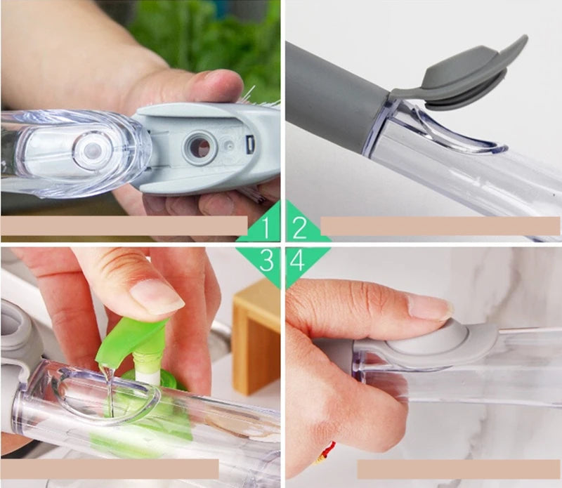 Refillable Liquid Cleaning Brush Kitchen Bowl Scrubber