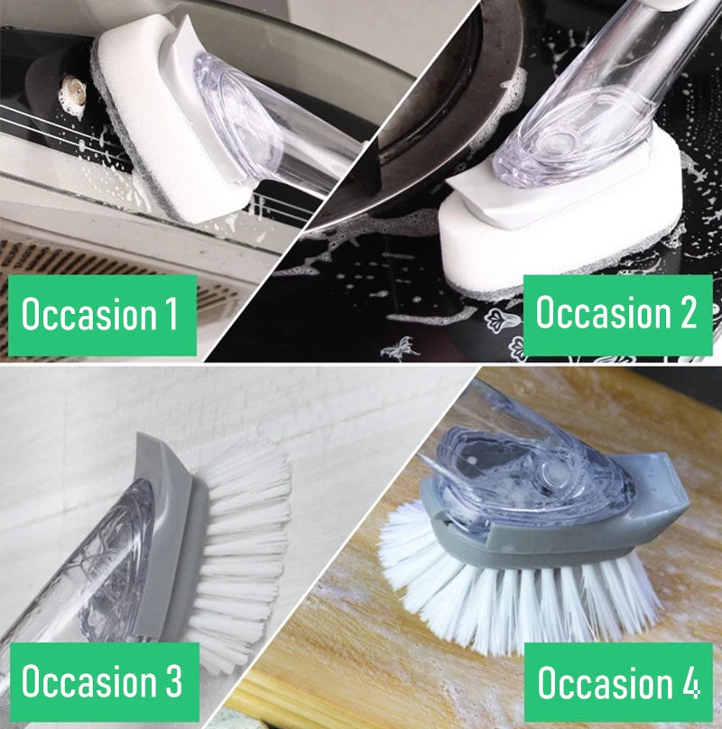 Refillable Liquid Cleaning Brush Kitchen Bowl Scrubber
