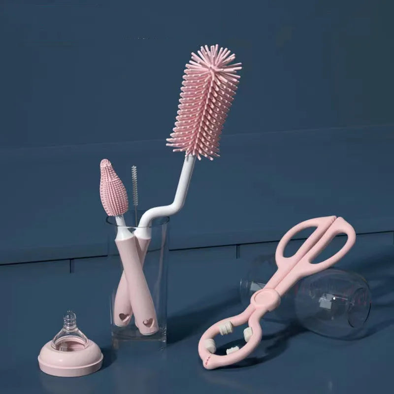 Silicone Bottle Cleaning Brush Baby Pacifier Straw Scrubber