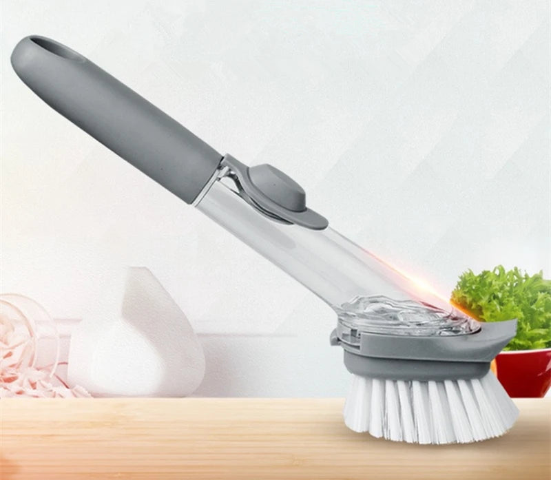 Refillable Liquid Cleaning Brush Kitchen Bowl Scrubber