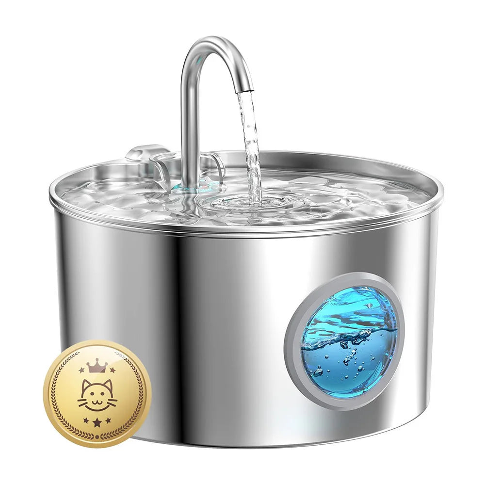 Automatic Cat Water Fountain Stainless Steel Pet Drinking Dispenser Silent