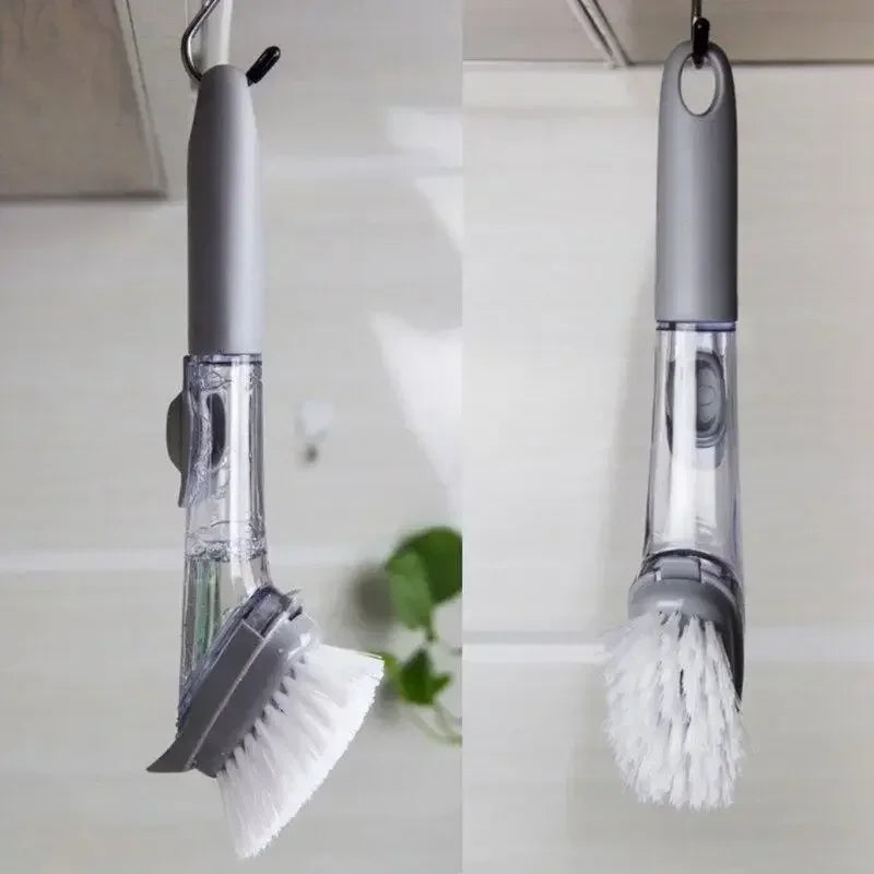 Refillable Liquid Cleaning Brush Kitchen Bowl Scrubber