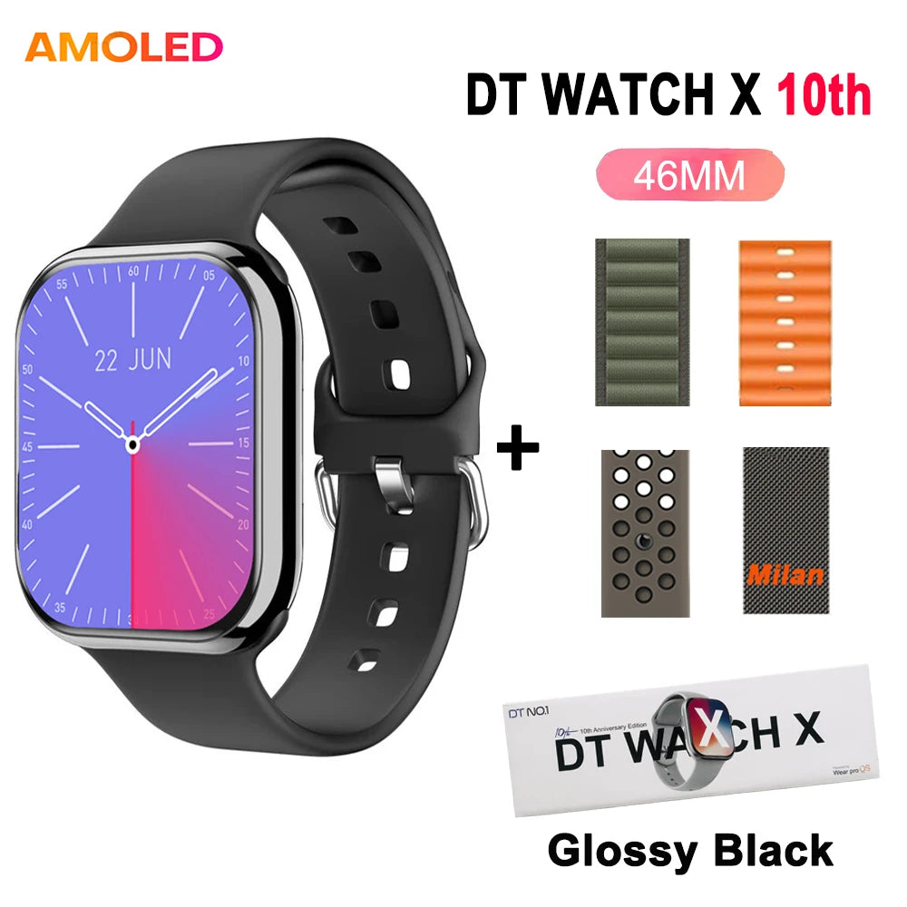 DT Watch X 10th Upgrade 2025 SmartWatch AMOLED 4GB Men Women NFC ChatGPT Compass Video Gesture 3D Vision Watch For Android l0S