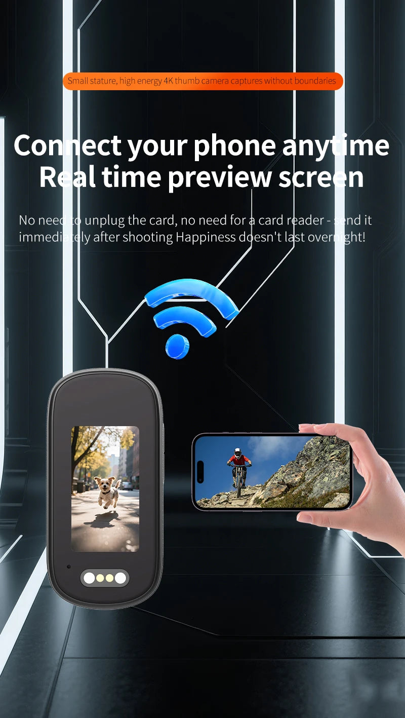 Small WiFi mini 4K camera supports mobile app live broadcast built-in 800mAh battery camera built-in microphone