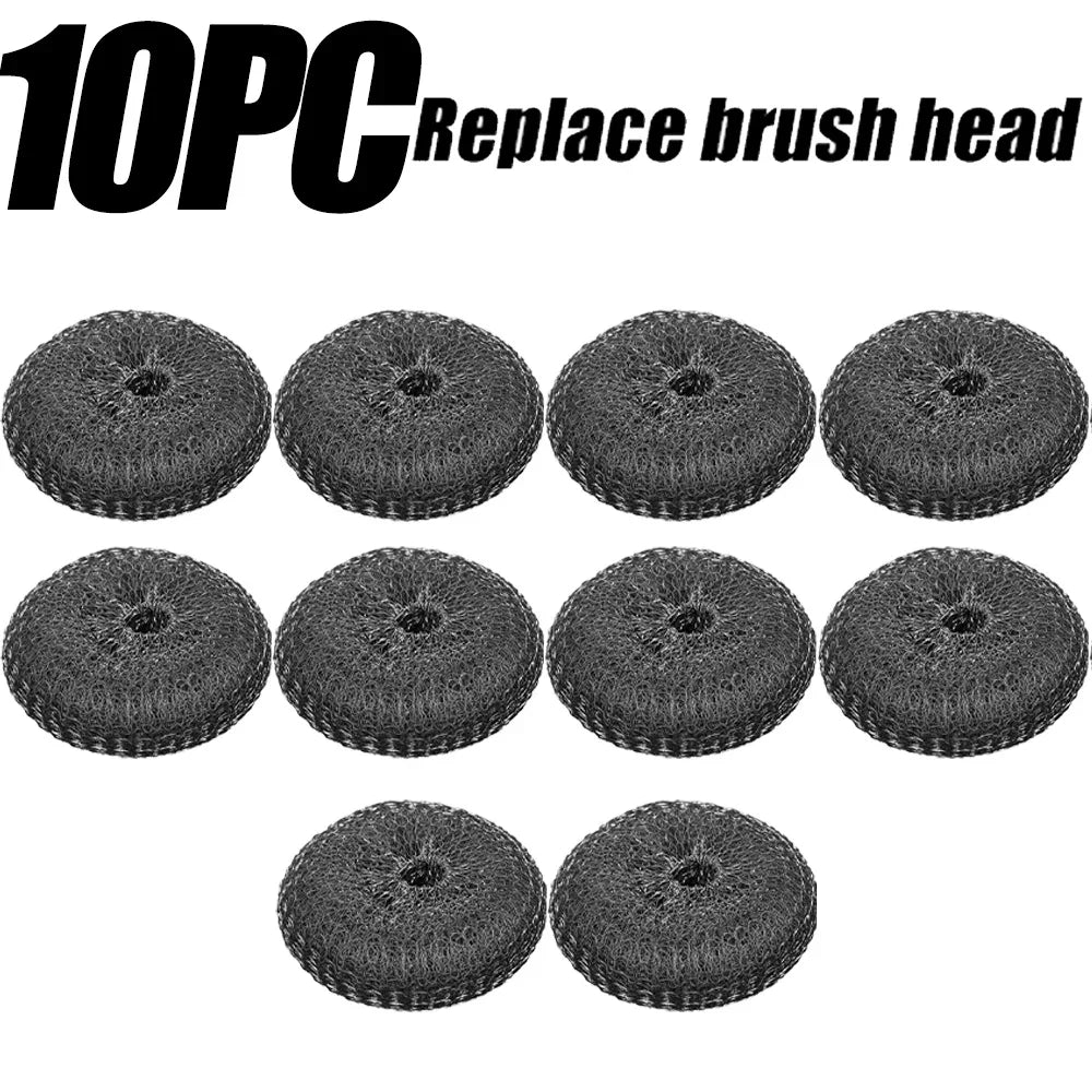 20/1Pcs Cleaning Brush Long Handle Pot Brush Kitchen Pan Pot Dishes Steel Wool Steel Wire Metal Wool Scourer Household Cleaning