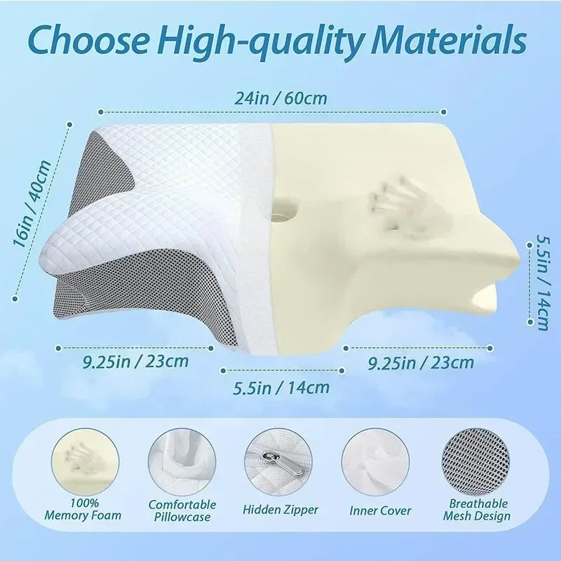 1pc Memory Foam Cervical Pillow, 2 in 1 Ergonomic Contour Orthopedic Pillow