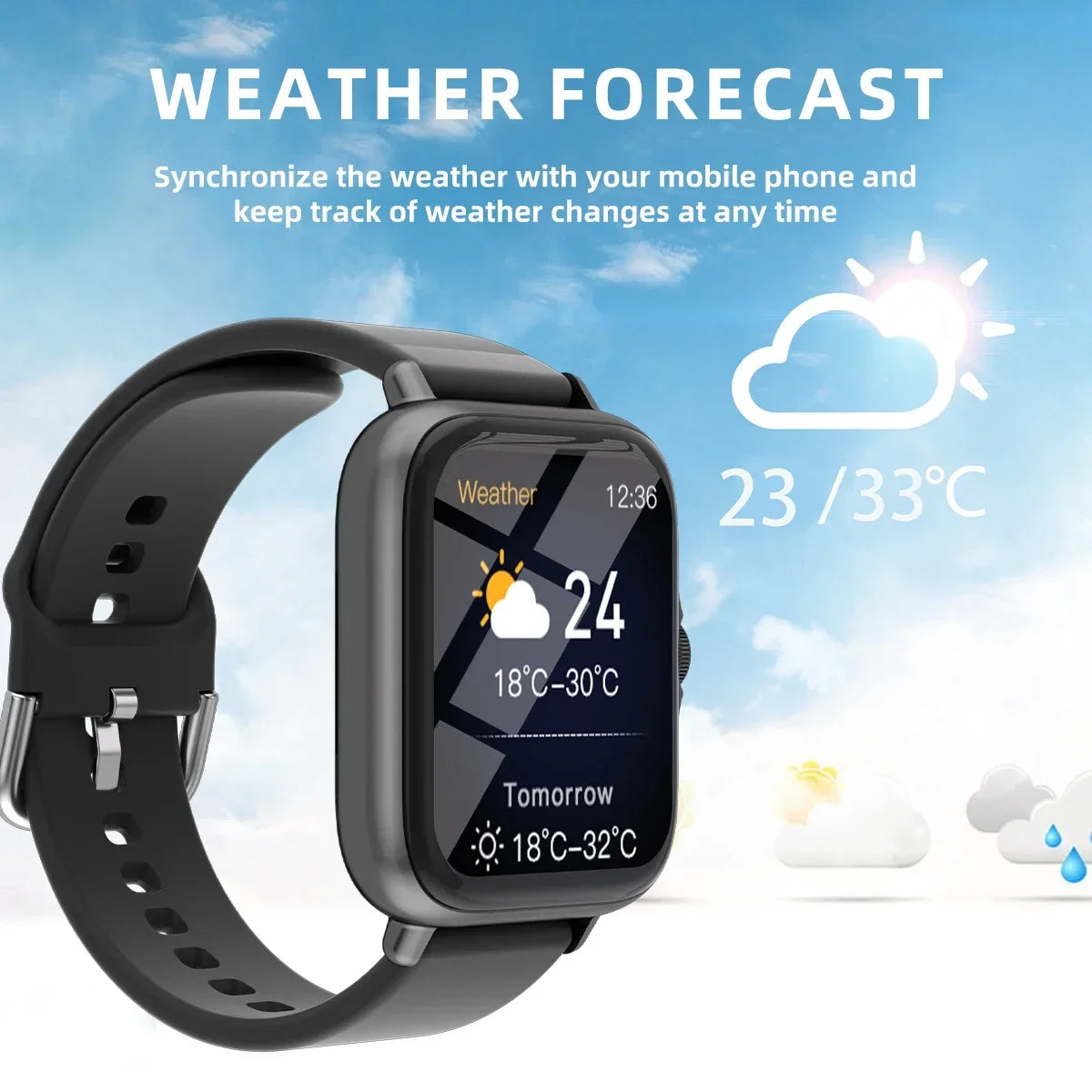 Xiaomi Waterproof Smart Watch with Message Answer Call Sleep Monitoring Pedometer Information Alerts For iPhone Android All