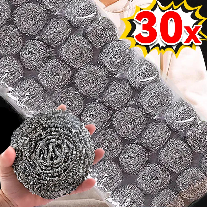 New Steel Wire Ball for Pot Pans Dishes Rust Remover Stainless Steel Cleaning Balls Kitchen Dishwashing Cleaner Brush Scrubbers