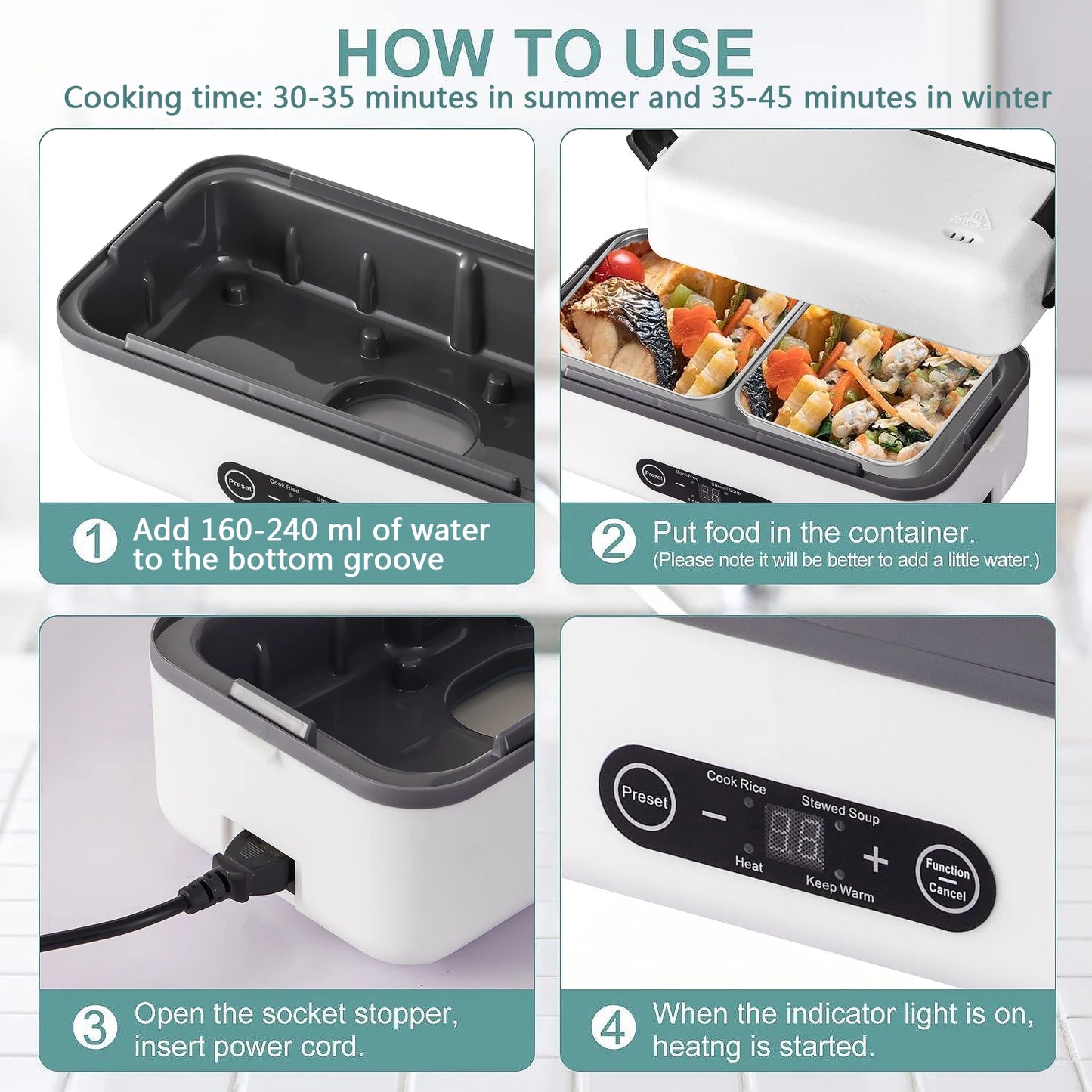 Large Capacity Electric Food Heater Pre-Heating Plug-In Steaming Cooking
