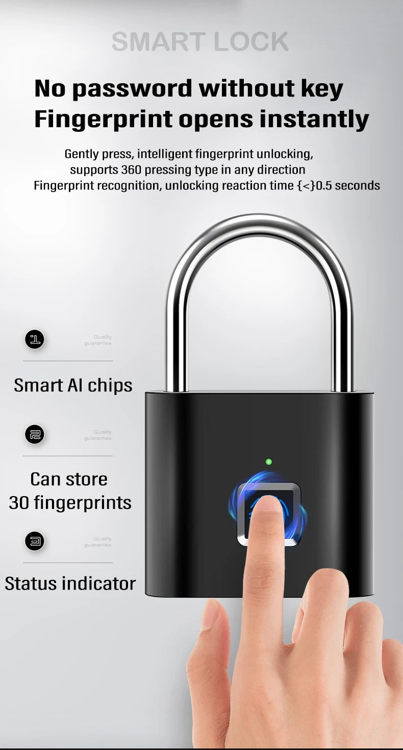 Waterproof Door Lock 0.2sec Unlock Security Padlock for House