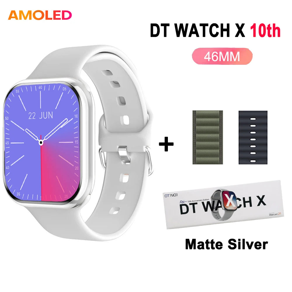 DT Watch X 10th Upgrade 2025 SmartWatch AMOLED 4GB Men Women NFC ChatGPT Compass Video Gesture 3D Vision Watch For Android l0S