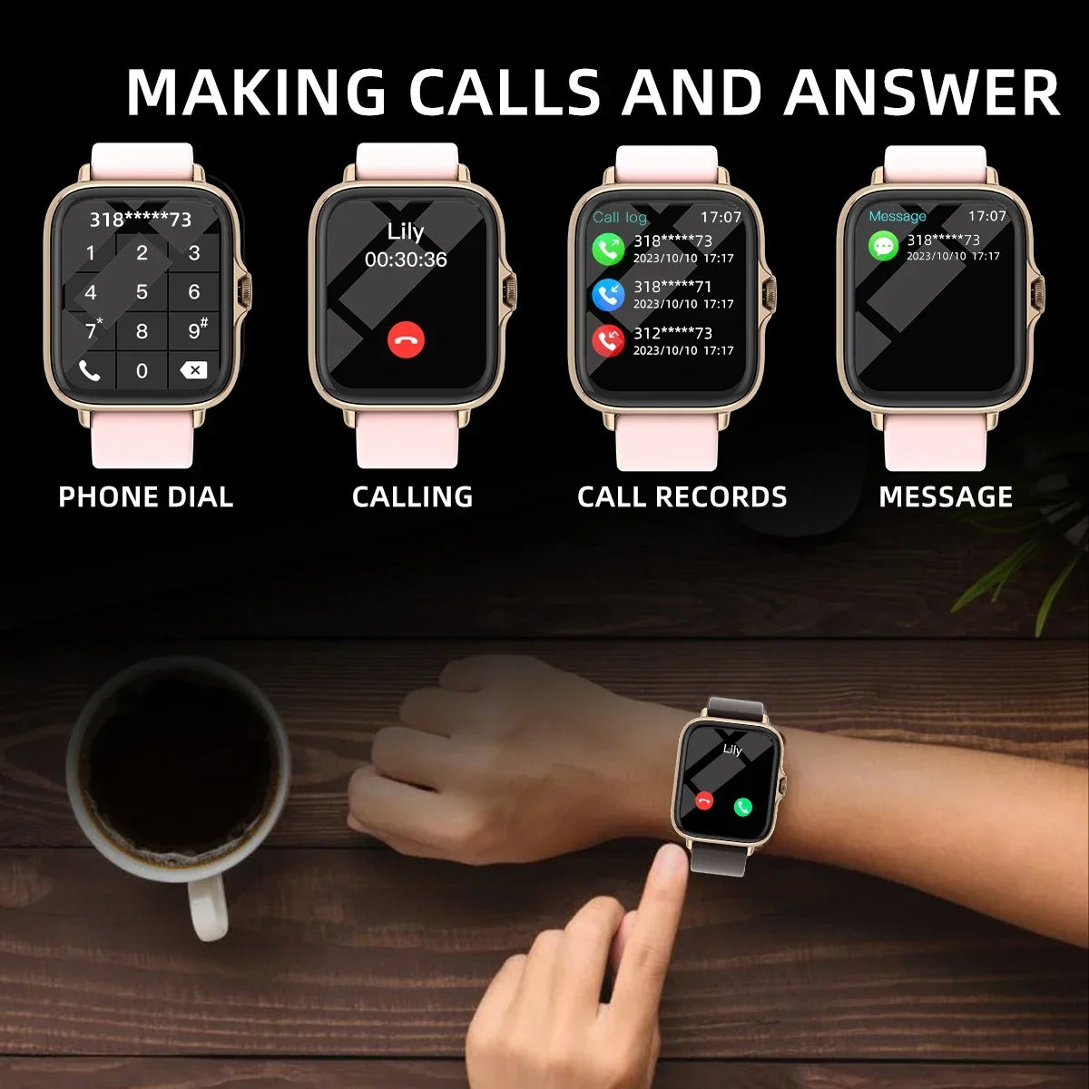 Xiaomi Waterproof Smart Watch with Message Answer Call Sleep Monitoring Pedometer Information Alerts For iPhone Android All