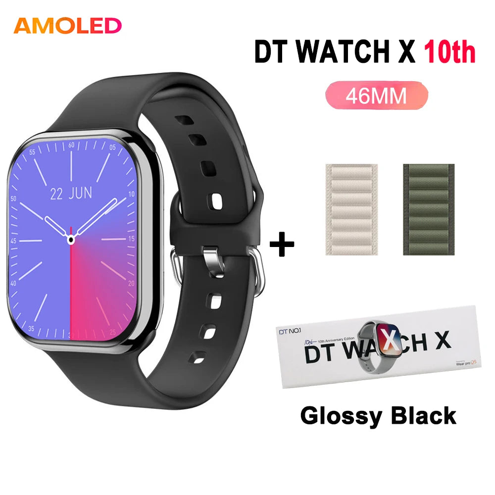 DT Watch X 10th Upgrade 2025 SmartWatch AMOLED 4GB Men Women NFC ChatGPT Compass Video Gesture 3D Vision Watch For Android l0S
