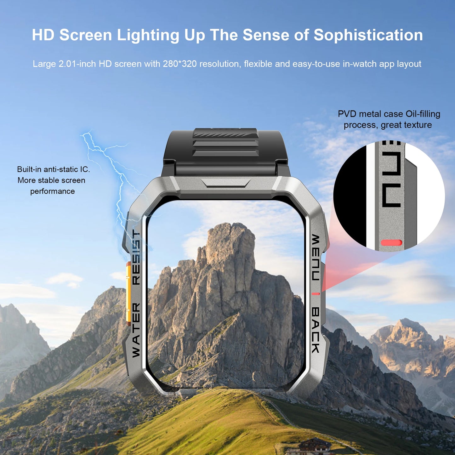 Blackview W60 2024 New Smartwatch 2.01'' HD Display TFT Rugged Smart Watch for Outdoor With Emergency Lighting Bluetooth Calling