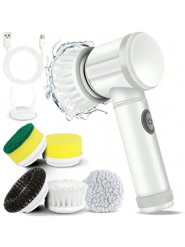 Electric Spin Scrubber Cordless Spin Scrubber with 5 Replaceable Brush Heads