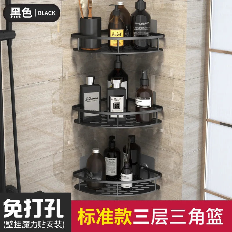 Bathroom Basket Suction Cup Wall-Mounted Space Aluminum