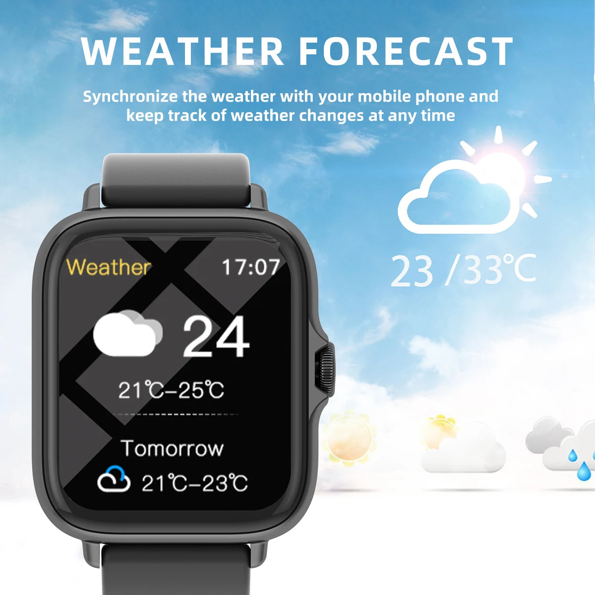 Men Women Smart Watch 1.83'' Waterproof Fitness Sports Watch Answer Call Sleep Sport Pedometer Information Alerts Smartwatch