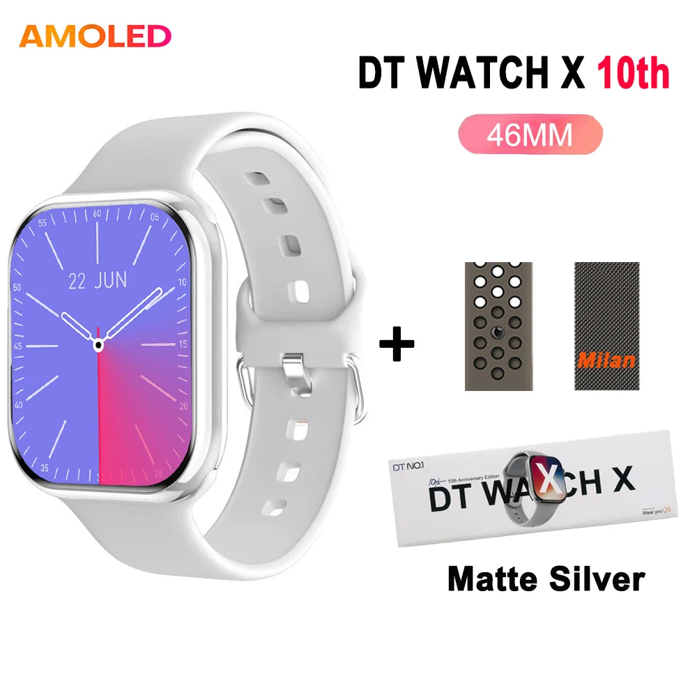 DT Watch X 10th Upgrade 2025 SmartWatch AMOLED 4GB Men Women NFC ChatGPT Compass Video Gesture 3D Vision Watch For Android l0S