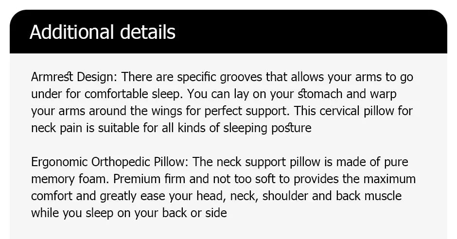 1pc Memory Foam Cervical Pillow, 2 in 1 Ergonomic Contour Orthopedic Pillow