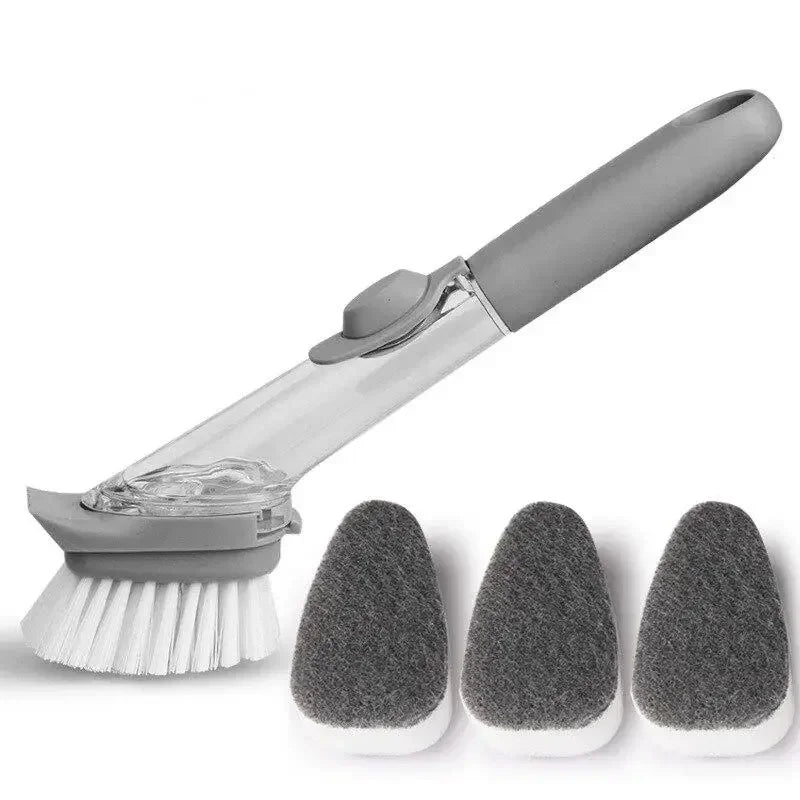 Refillable Liquid Cleaning Brush Kitchen Bowl Scrubber