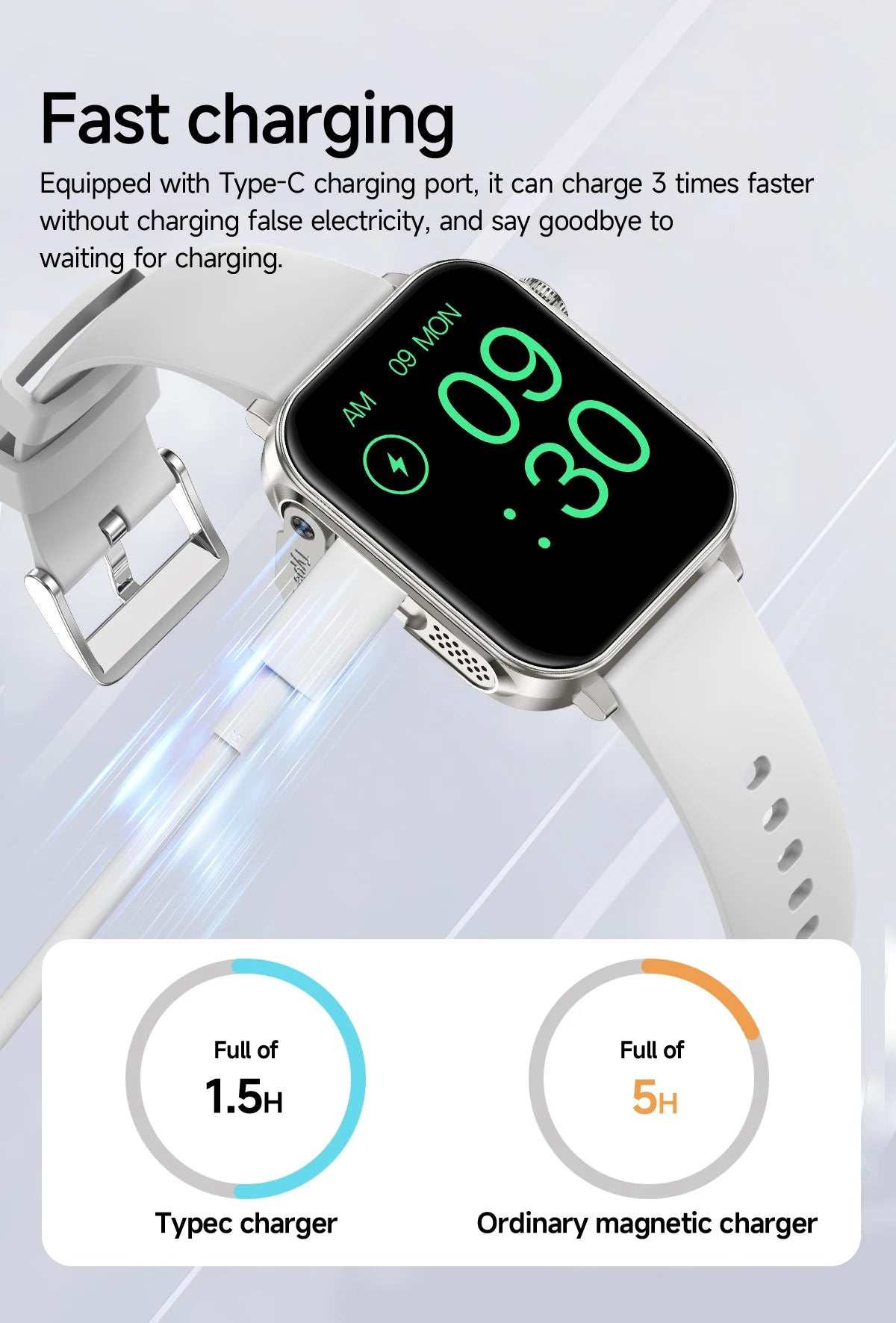 LIGE 1.83" HD Screen Smart Watch Men BT Call type-c Fast Charging New Watches IP67 Waterproof Sports Health Monitor Smartwatches