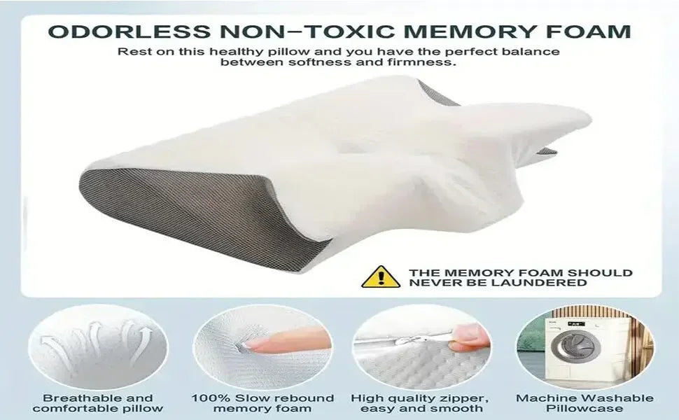 1pc Memory Foam Cervical Pillow, 2 in 1 Ergonomic Contour Orthopedic Pillow