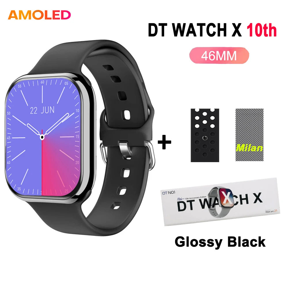 DT Watch X 10th Upgrade 2025 SmartWatch AMOLED 4GB Men Women NFC ChatGPT Compass Video Gesture 3D Vision Watch For Android l0S