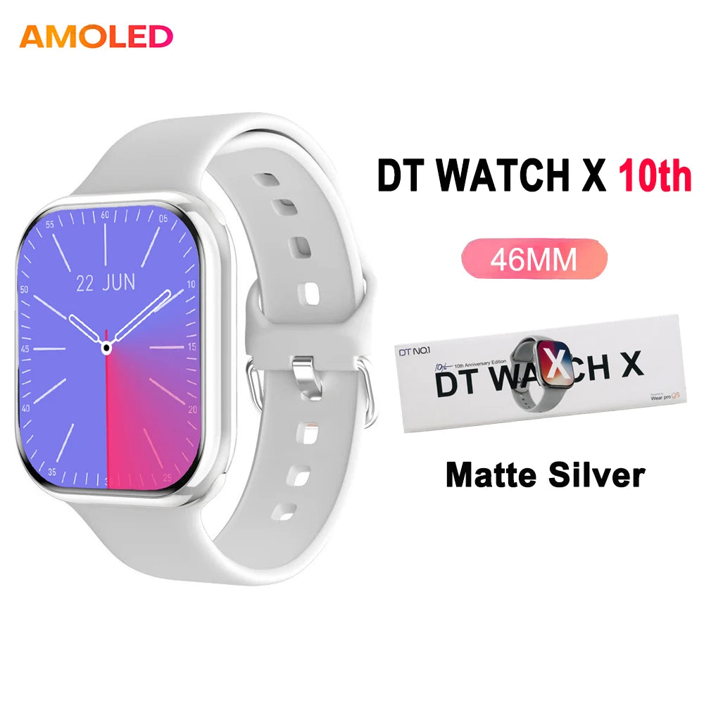 DT Watch X 10th Upgrade 2025 SmartWatch AMOLED 4GB Men Women NFC ChatGPT Compass Video Gesture 3D Vision Watch For Android l0S