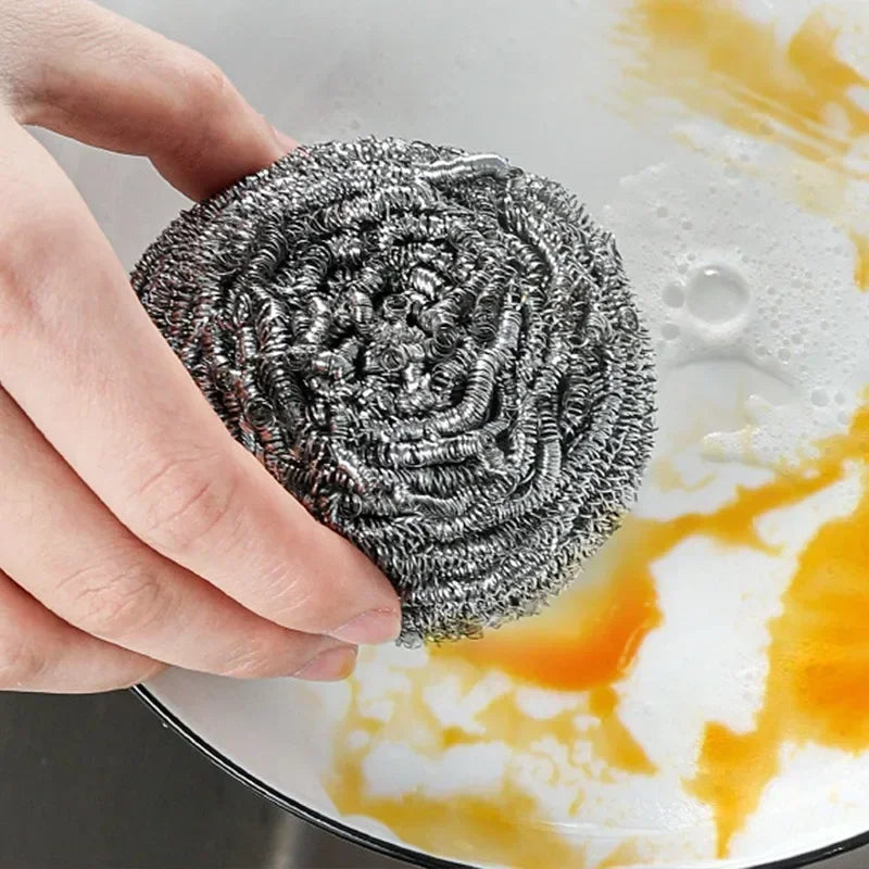 Magic Steel Wire Ball Stainless Steel Heavy Duty Balls for Dishwashing Cleaning Scrubber Kitchen Pot Rust Removal Cleaner Tools