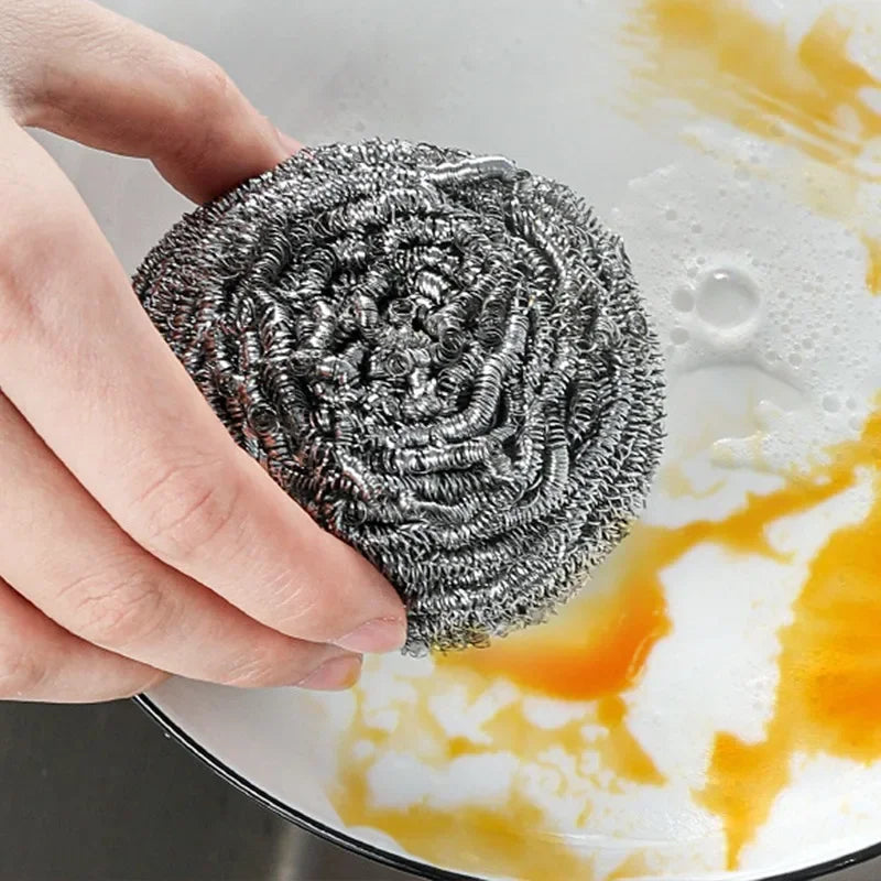 New Steel Wire Ball for Pot Pans Dishes Rust Remover Stainless Steel Cleaning Balls Kitchen Dishwashing Cleaner Brush Scrubbers