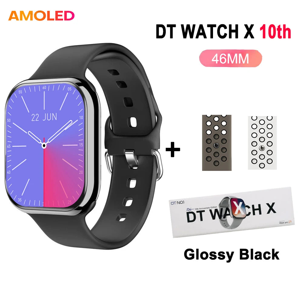 DT Watch X 10th Upgrade 2025 SmartWatch AMOLED 4GB Men Women NFC ChatGPT Compass Video Gesture 3D Vision Watch For Android l0S