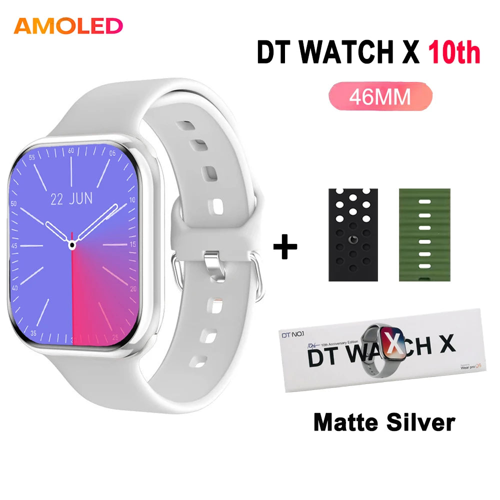 DT Watch X 10th Upgrade 2025 SmartWatch AMOLED 4GB Men Women NFC ChatGPT Compass Video Gesture 3D Vision Watch For Android l0S