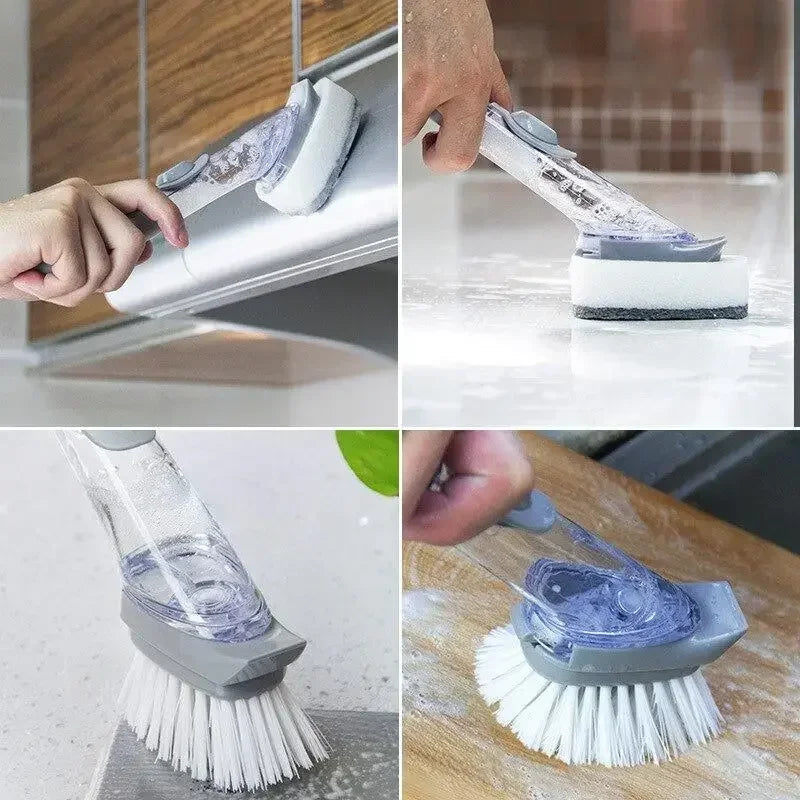 Refillable Liquid Cleaning Brush Kitchen Bowl Scrubber