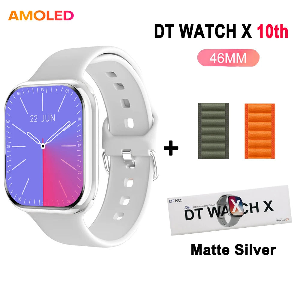DT Watch X 10th Upgrade 2025 SmartWatch AMOLED 4GB Men Women NFC ChatGPT Compass Video Gesture 3D Vision Watch For Android l0S