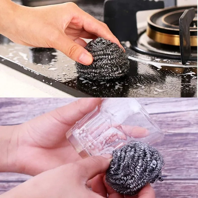 New Steel Wire Ball for Pot Pans Dishes Rust Remover Stainless Steel Cleaning Balls Kitchen Dishwashing Cleaner Brush Scrubbers
