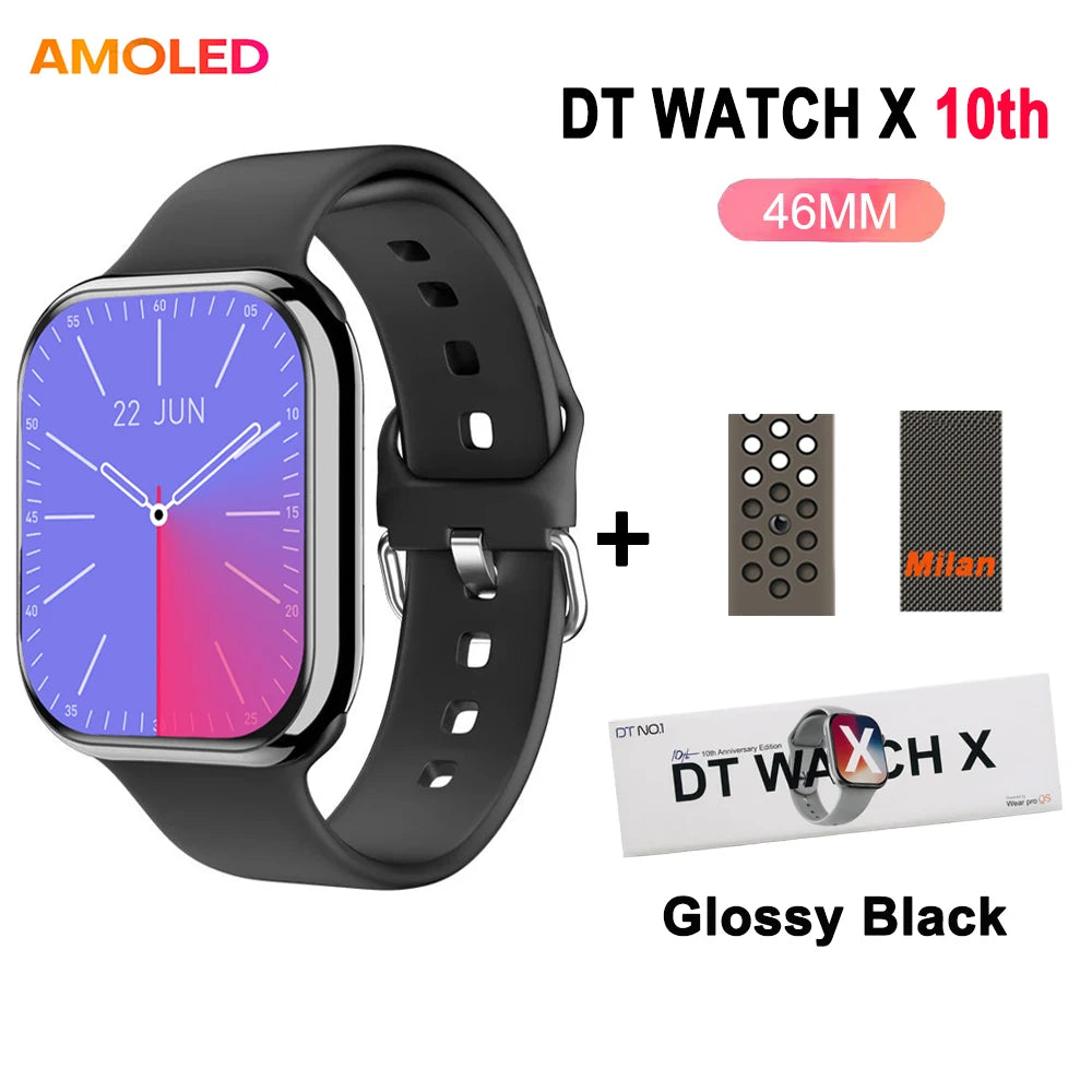 DT Watch X 10th Upgrade 2025 SmartWatch AMOLED 4GB Men Women NFC ChatGPT Compass Video Gesture 3D Vision Watch For Android l0S