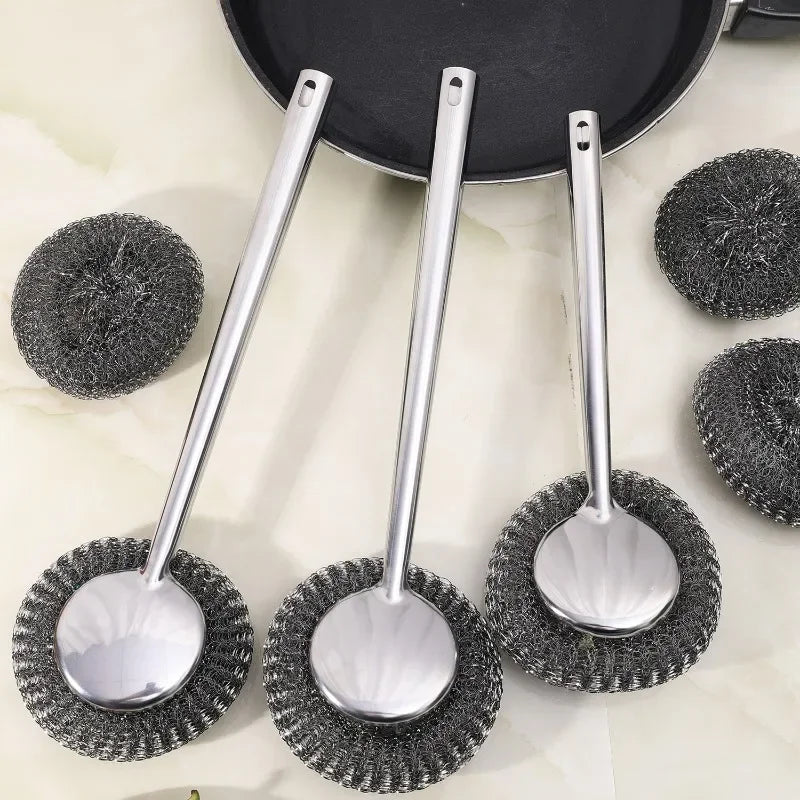20/1x Steel Wool Scrubber with Handle Stainless Steel