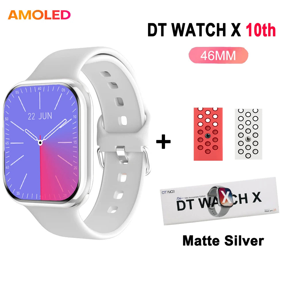 DT Watch X 10th Upgrade 2025 SmartWatch AMOLED 4GB Men Women NFC ChatGPT Compass Video Gesture 3D Vision Watch For Android l0S