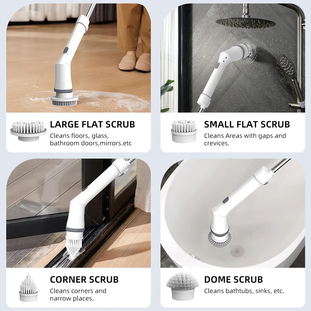 Viladepot Electric Cleaning Brush 9 in 1 Multifunctional Wireless Rotatable Cleaning Brush Bathroom Kitchen Windows Toilet