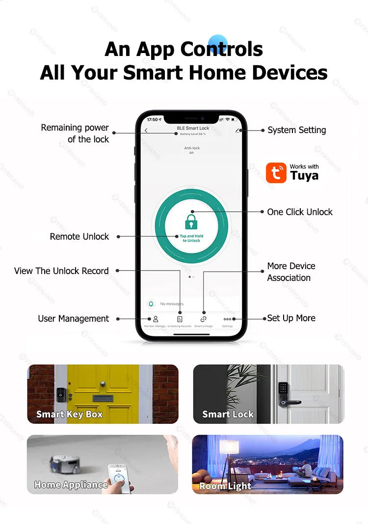 YRHAND TTlock password Smart Fingerprint Digital card
