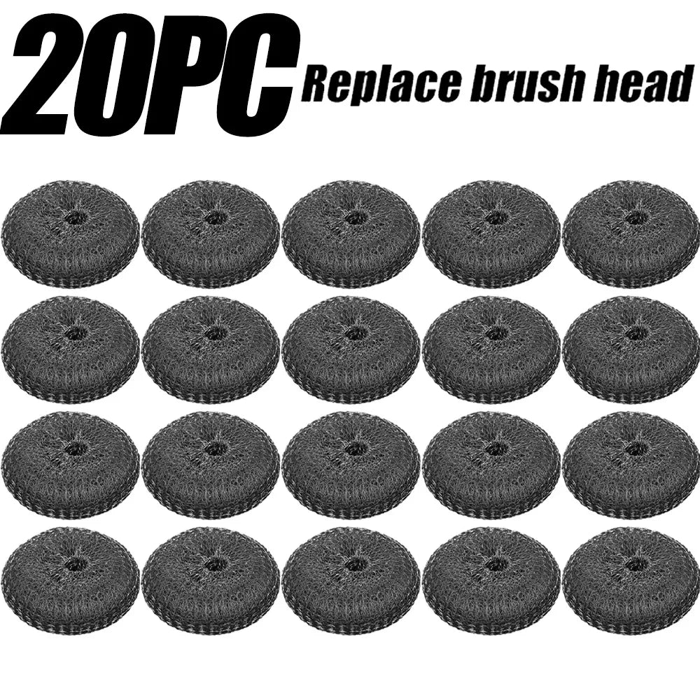 20/1Pcs Cleaning Brush Long Handle Pot Brush Kitchen Pan Pot Dishes Steel Wool Steel Wire Metal Wool Scourer Household Cleaning