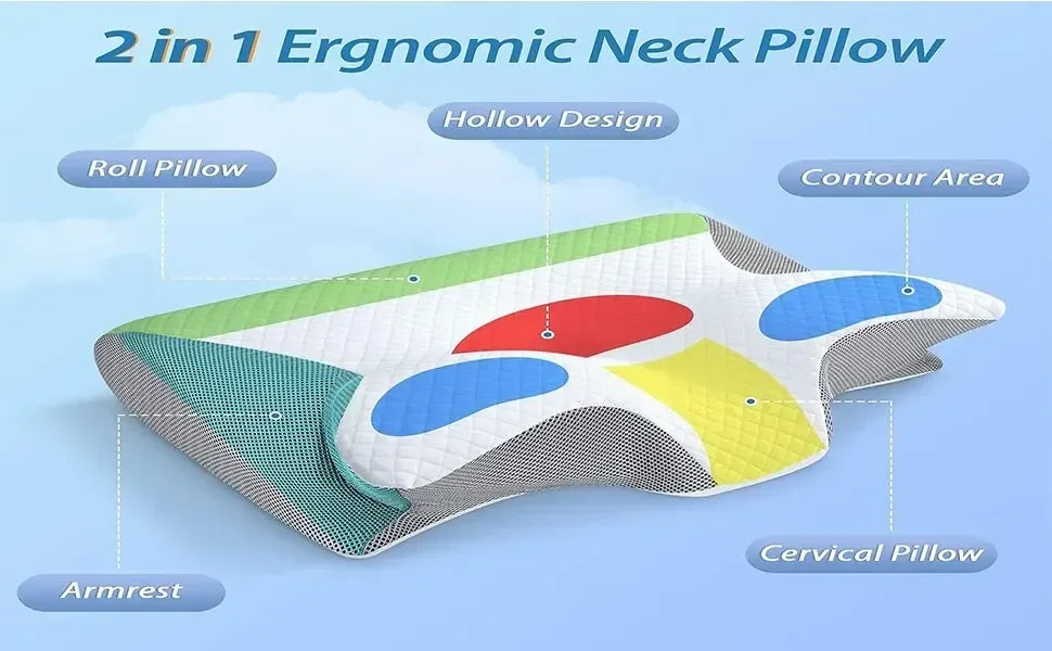 1pc Memory Foam Cervical Pillow, 2 in 1 Ergonomic Contour Orthopedic Pillow