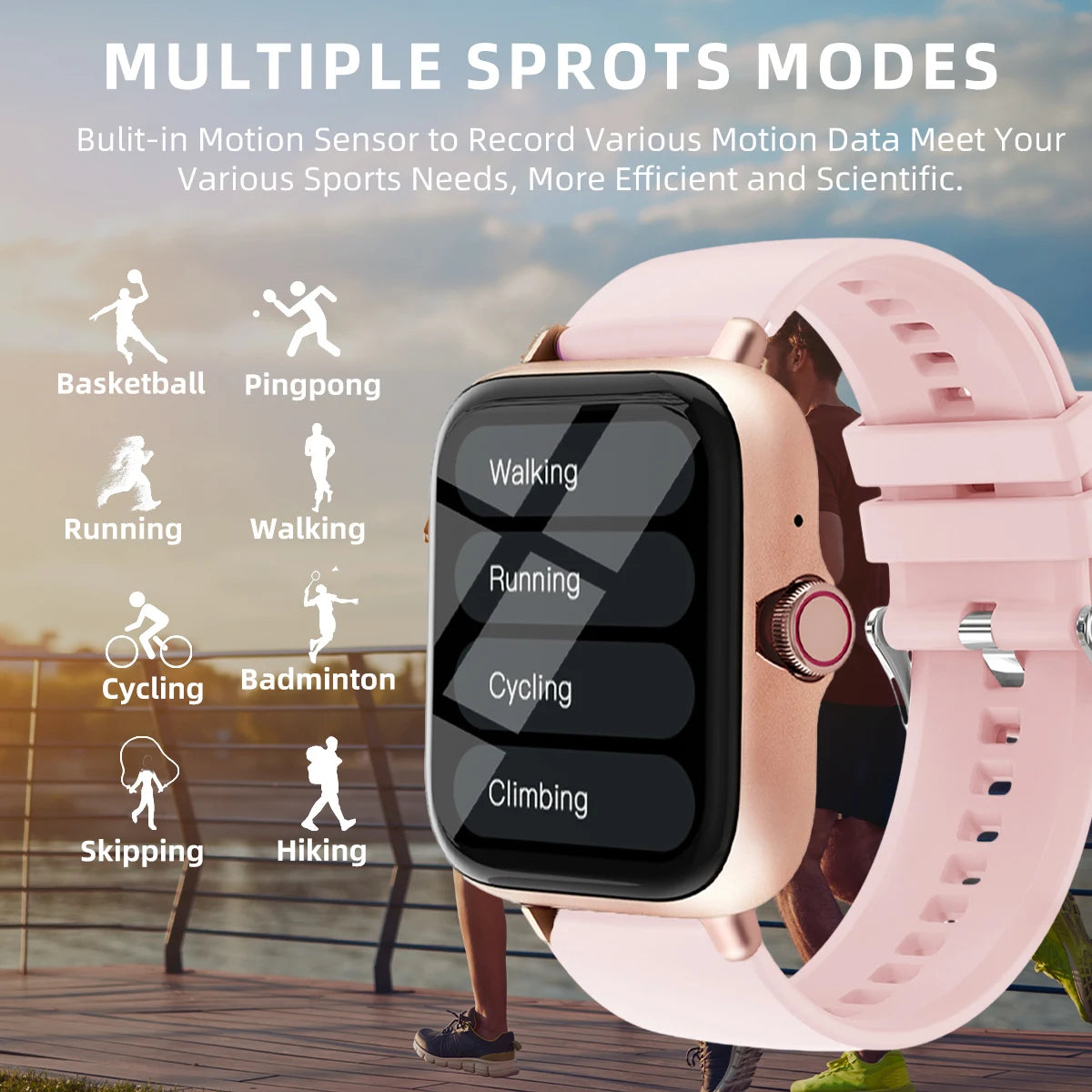 Men Women Smart Watch 1.83'' Waterproof Fitness Sports Watch Answer Call Sleep Sport Pedometer Information Alerts Smartwatch