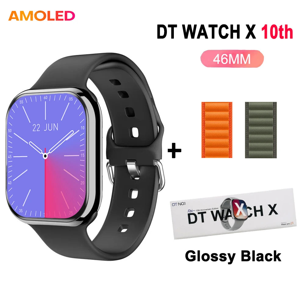 DT Watch X 10th Upgrade 2025 SmartWatch AMOLED 4GB Men Women NFC ChatGPT Compass Video Gesture 3D Vision Watch For Android l0S