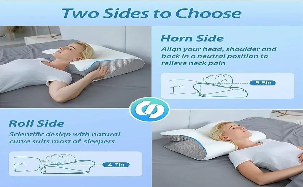 1pc Memory Foam Cervical Pillow, 2 in 1 Ergonomic Contour Orthopedic Pillow
