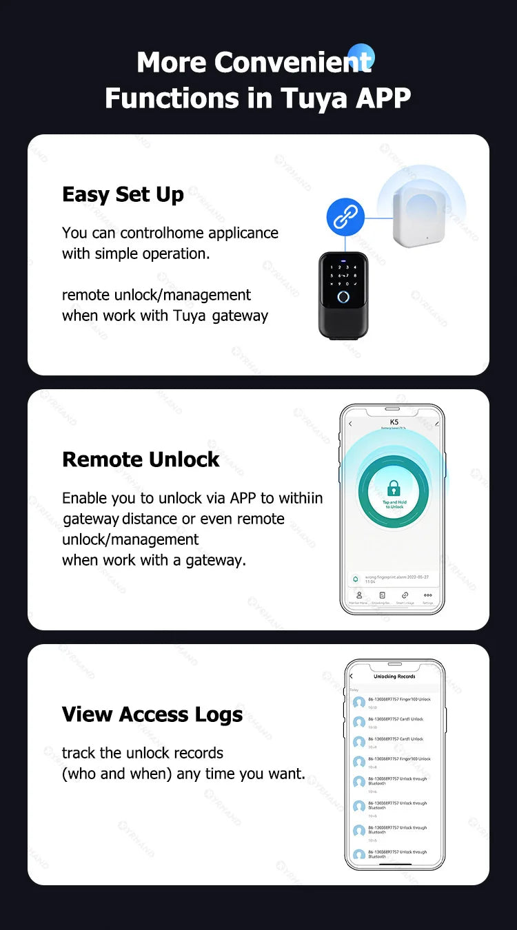 YRHAND TTlock password Smart Fingerprint Digital card