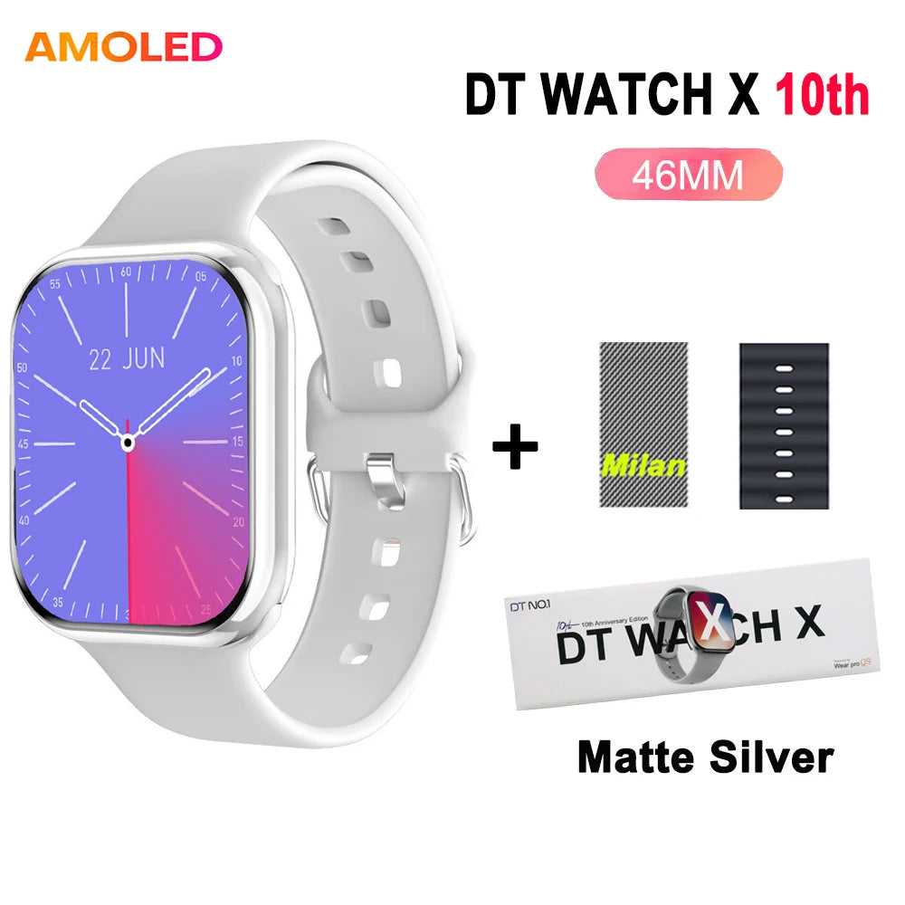 DT Watch X 10th Upgrade 2025 SmartWatch AMOLED 4GB Men Women NFC ChatGPT Compass Video Gesture 3D Vision Watch For Android l0S