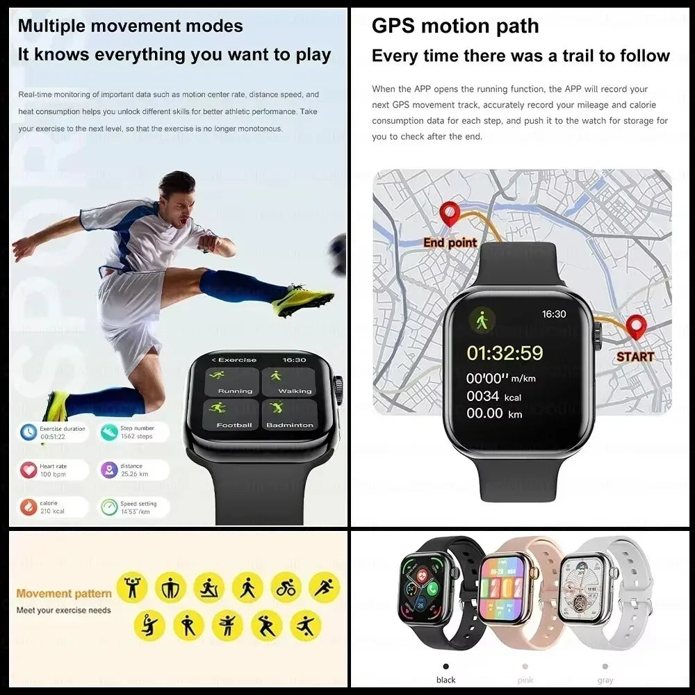 2025 For Apple GPS Watch 10 Smart Watch NFC Men HD AMOLED Memory Music 3D Surround Bluetooth Call Waterproof Smartwatch Woman